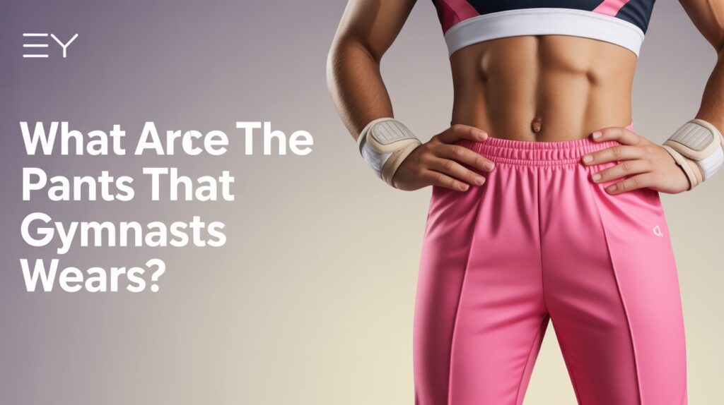 Close-up of a female gymnast wearing pink training pants, showing what are the pants that gymnasts wears for flexibility and comfort.