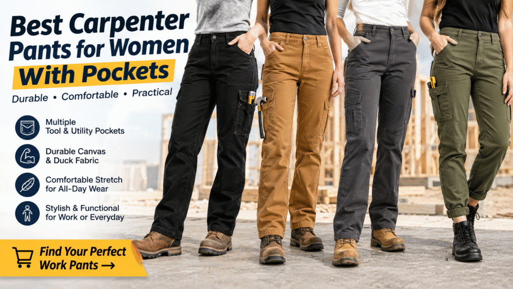 Best carpenter pants for women with pockets for practical workwear and everyday use.