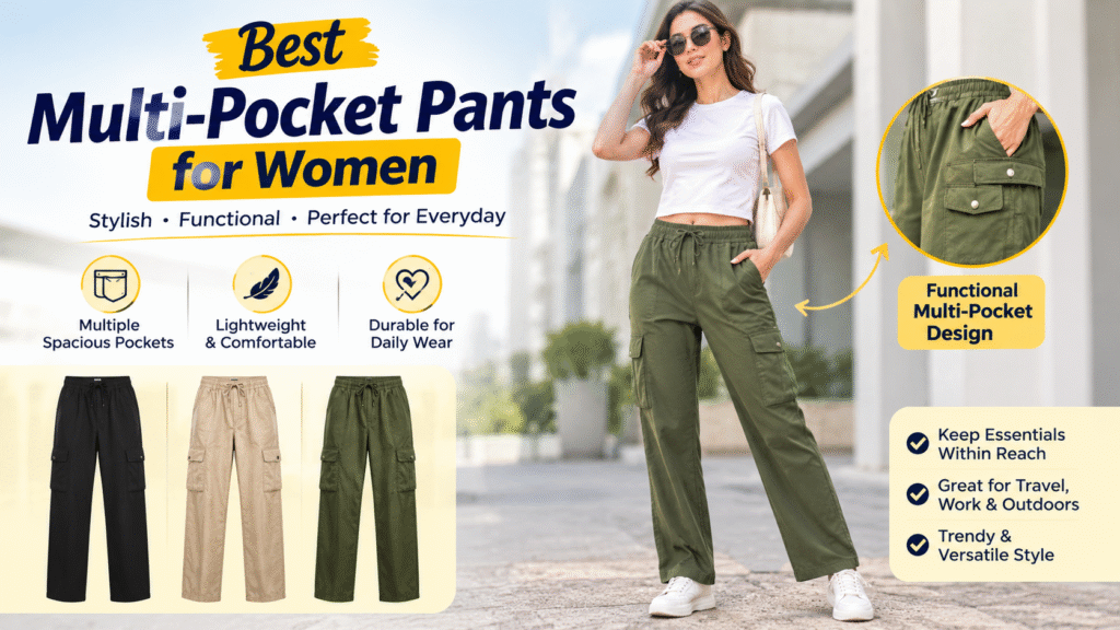 Best multi-pocket pants for women with functional pockets for everyday wear, travel, and outdoor activities