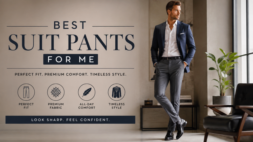 Man wearing the best suit pants for men with a navy blazer for a polished and timeless look.